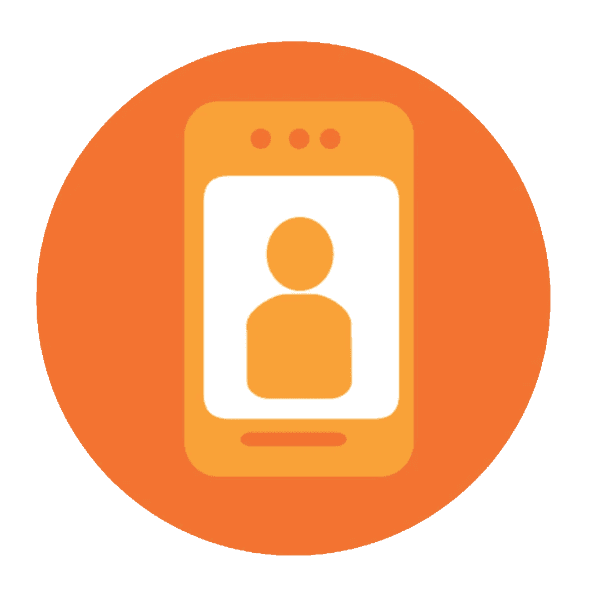 a smart phone screen with an icon of a person calling