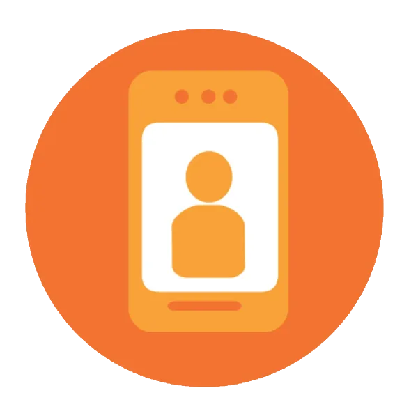 a smart phone screen with an icon of a person calling